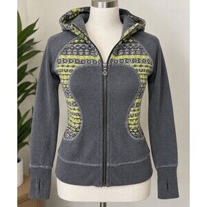 Lululemon Special Edition Scuba Hoodie Jacket Gray & Neon Yellow Size 6